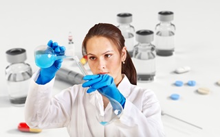 woman researcher filling test tubes