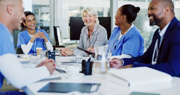 healthcare committee discussing at table