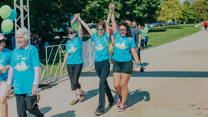 Group of women walking in a park